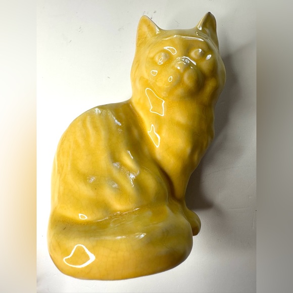 Mccoy Accents Vintage Mccoy Cat Planter Vase Yellow Mid Century